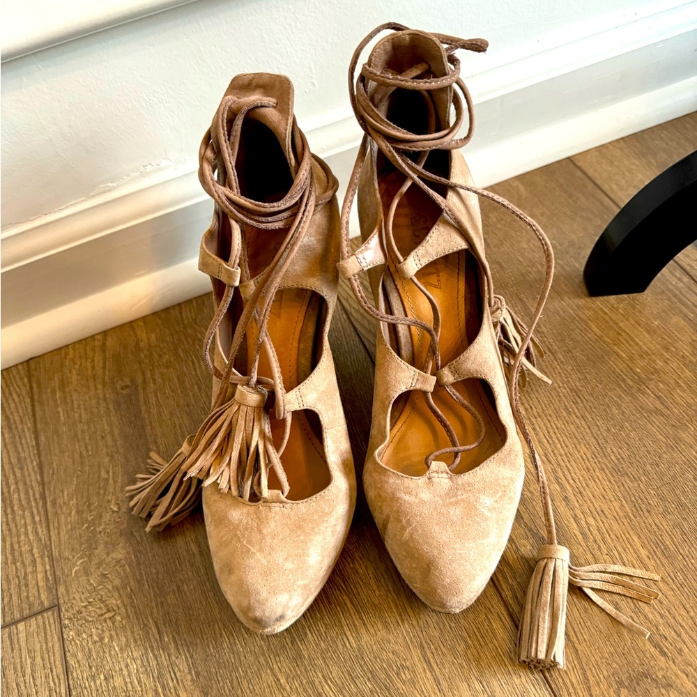 SCHUTZ Suede Wedge with Tassels